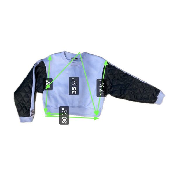 Upcycled Zara Quilted Sleeves Lavender Sweatshirt Pull Over Size S SAME DAY SHIP - Picture 5 of 6